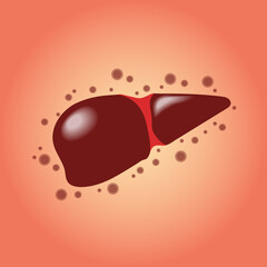 Vector illustration of Human Heart infected with Adenovirus A Mysterious Hepatitis Case that attacks children. Suitable for editorials of current disease cases in the world.