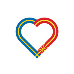 unity concept. heart ribbon icon of sweden and north macedonia flags. vector illustration isolated on white background