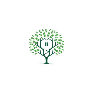 Money Tree And House Logo Or Icon Design