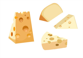 set of different cheese with holes