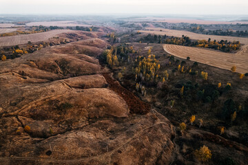 autumn forest in the Kyiv region view from a drone