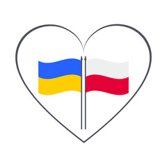 Huge support of the Republic of Poland for Ukraine. Friendship of peoples in wartime. We thank Poland. Vector.