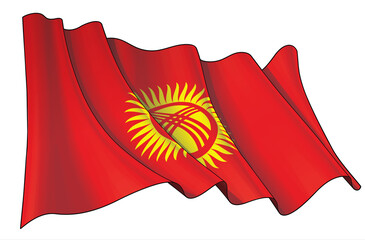 Waving Flag of Kyrgyzstan