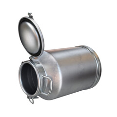 Milk can open tilted on a white background, 3d render