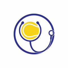 Tennis stethoscope vector logo design. Sports health and care logo concept.