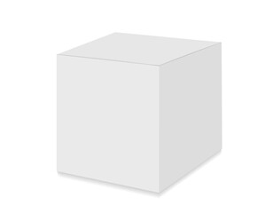 Square white box Mockup. Vector 3d realistic. Closed paper, cardboard or plastic packaging for cosmetics, food, medical product. Blank template. Ready for design. EPS10.