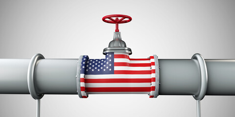 USA oil and gas fuel pipeline. Oil industry concept. 3D Rendering