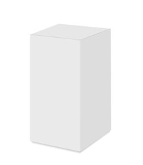 Vertical white box Mockup. Vector 3d realistic. Closed paper, cardboard or plastic packaging for cosmetics, food, medical product. Blank template. Ready for design. EPS10.