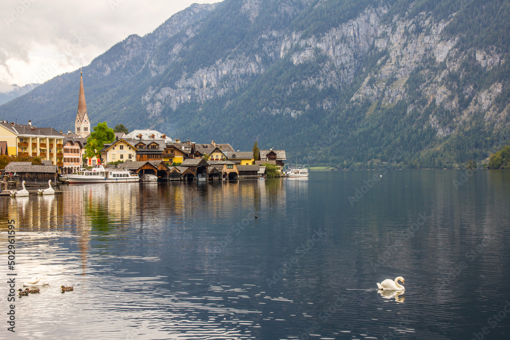 Canvas Prints hallstatt village on hallstatter lake in austrian alps