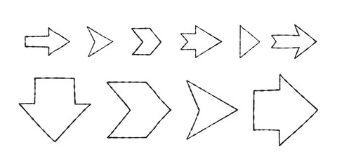 Hand drawn arrows. Sketch arrows drawn by hand. Vector icons