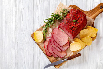 fresh sliced beef pastrami, roast beef meat