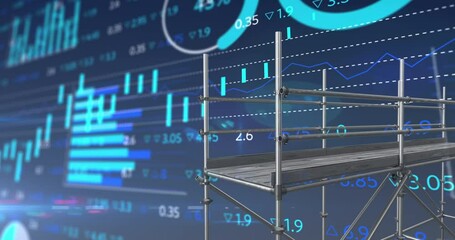 Animation of scaffolding, financial data processing and statistics - Powered by Adobe