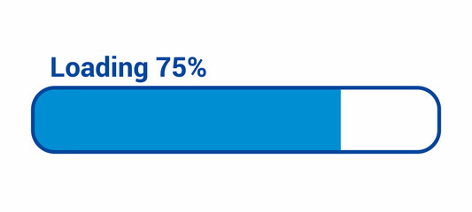 progress loading bar 75 percent (75%) on white background