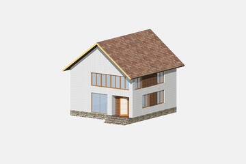 Model house with tiled roof on white background, 3d rendered.
Understanding mortgages. Concept investing in real estate. Family home. 
