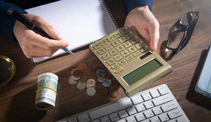 Businessman using calculator. Business. Accounting