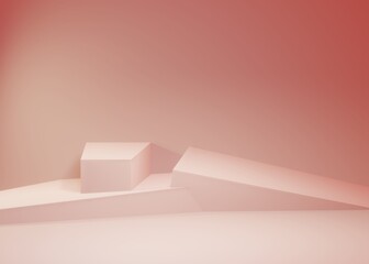 Abstract pink minimalist geometric modern 3d shape. 3D rendering illustration