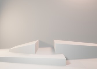 Abstract white minimalist geometric modern 3d shape. 3D rendering illustration