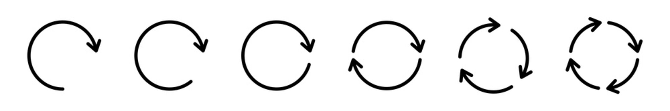 Arrow circle icon. Round arrow sign. Line arrow cycle elements