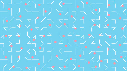 Decorative abstract blue background with moving clock hands and red dots. Time change vector eps illustration