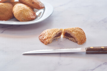 Homemade Stuffed dulce de leche sweet Empanadas
