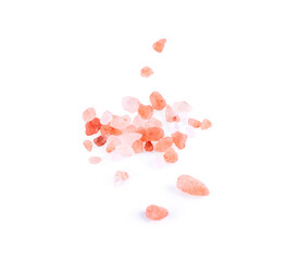 Himalayan pink salt isolated on white background.