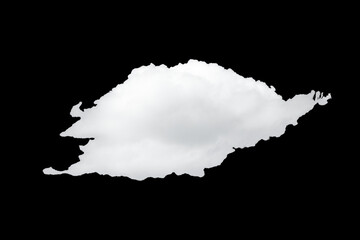 Large single white cloud isolated on black background with clipping path