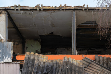 An apartment building destroyed after extinguishing a fire