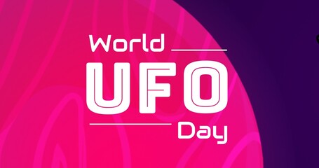 Illustrative image of world ufo day text against pink and violet background, copy space