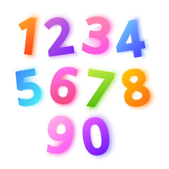 Colorful set of numbers. Elements with numbers from 1 to 0 template for web design or greeting card, vector illustration