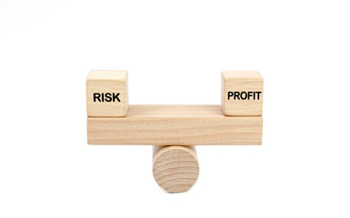 Profit and risk balance concept, on white background.   
