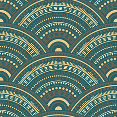 Ethnic circle shapes seamless geometric pattern.