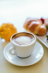 Cup of hot Italian cappuccino