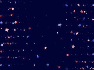 Flying red blue white star sparkles vector american patriotic background.