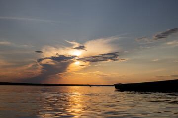 Fishing Boat at The Lake on Sunset