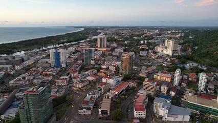 Fototapeta na wymiar Miri, Sarawak Malaysia - May 2, 2022: The Landmark and Tourist Attraction areas of the of Miri City, with its famous beaches, rivers, city and scenic surroundings