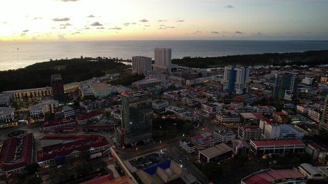 Miri, Sarawak Malaysia - May 2, 2022: The Landmark and Tourist Attraction areas of the of Miri City, with its famous beaches, rivers, city and scenic surroundings