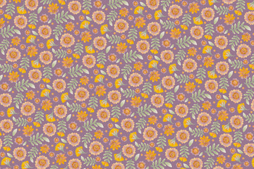 Background with floral ornament. Raster illustration for wrapper, packaging, postcard or scrapbooking design. For printing on fabric or paper.