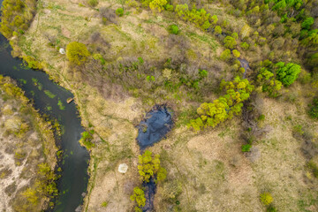 river, top view, drone shot