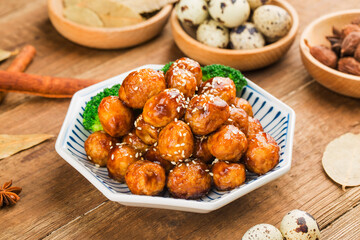 Chinese cuisine: deep-fried quail eggs