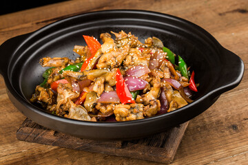 Delicious Chinese food：Fried frog with chili