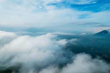 Naklejka na ściany i meble Aerial photos of mountains and clouds