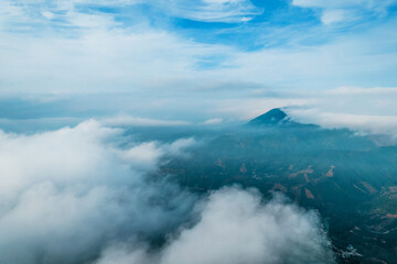 Aerial photos of mountains and clouds