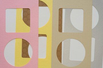 various paper stencils with circle and square shapes 