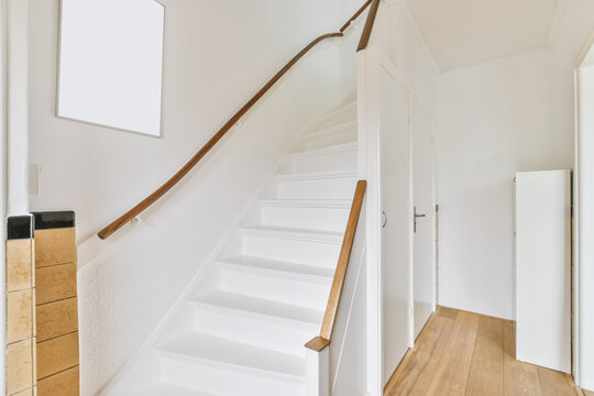 White staircase in light apartment