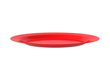 Red plate isolated on white background. 3d render