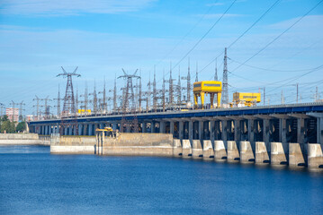 Volga hydroelectric power station close-up. Volgograd, Russia