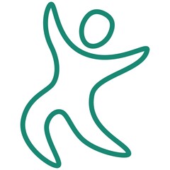 Simple vector modern linear icon of a happy person. Turquoise outline pictogram isolated on transparent background