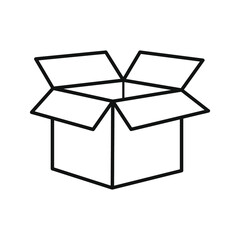 Open box. Coloring page. Black and white vector illustration. Icon.