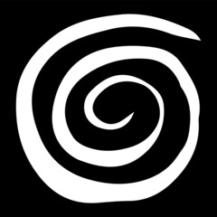 Round swirl symbol, hand painted with white paint