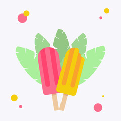 ice cream on a stick. Vector . Cartoon ice cream. ice cream cone, ice cream cup, popsicle. Menu ice cream. card. banner. Summer 